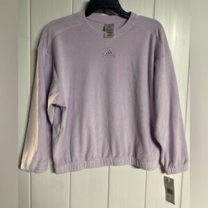 Adidas Girls Oversized Velour Crew Neck Sweatshirt Size 16 Extra Large